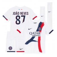 Paris Saint-Germain Joao Neves #87 Vieras Peliasu Lasten 2024-25 Lyhythihainen (+ Lyhyet housut)